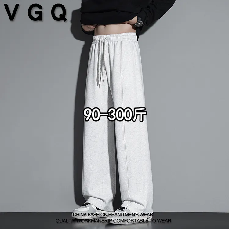 VGQ男士休闲裤秋季新款加肥加大码宽松美式休闲高街百搭直筒裤子