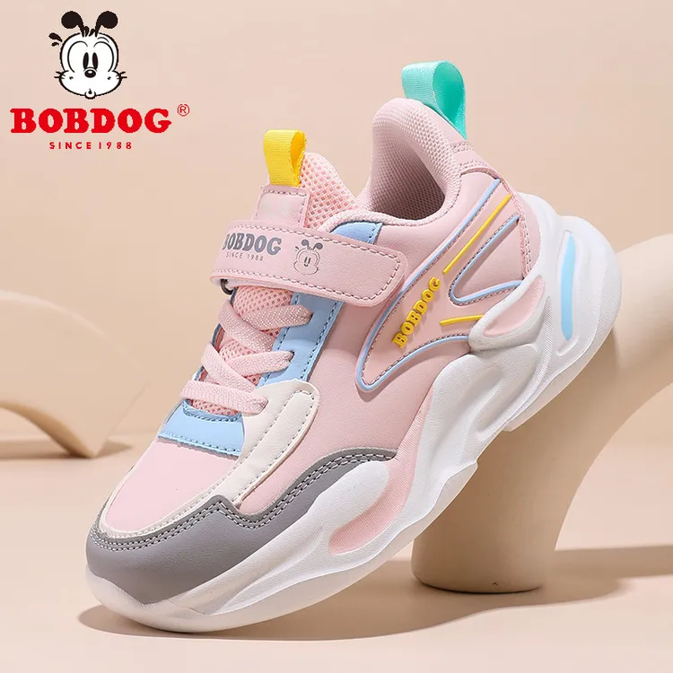 巴布豆童鞋女童秋冬防水皮面儿童运动鞋中大童加绒保暖防滑二棉鞋