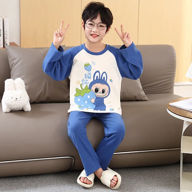 儿童保暖内衣套装德绒宝宝男童秋衣秋裤冬季中大童磨绒睡衣家居服