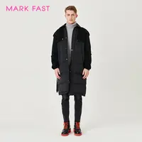 MARKFAST秀场同款设计师品牌黑色长款羽绒外套男M1CHM98570