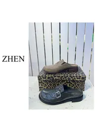 【ZHEN】25X0002 2025新款真皮水洗牛皮包头半拖鞋懒人勃肯鞋拖鞋