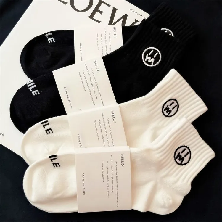 夏季薄款中筒袜ins短袜袜运动字母学生纯白色男士吸汗潮日系防臭
