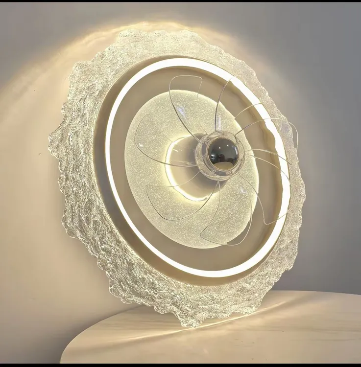 新款玫瑰风扇灯卧室灯超薄吸顶灯带风扇360度摇头静音房间吊扇灯