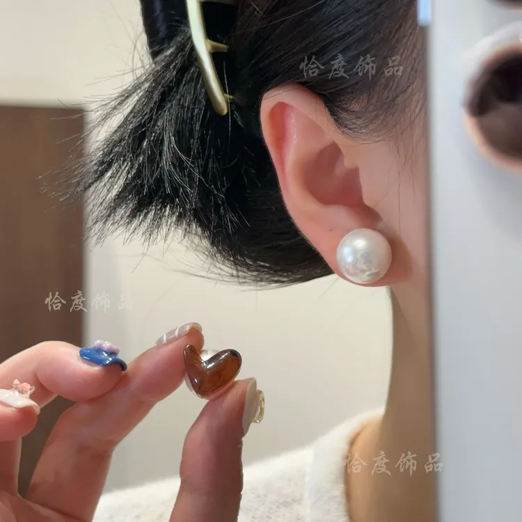  【恰度】雅丹风两戴款爱心珠珠耳钉气质百搭