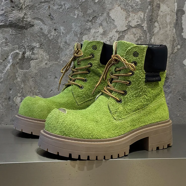 2025男女大黄靴情侣款厚底增高英伦风休闲大头马丁靴男休闲工装靴