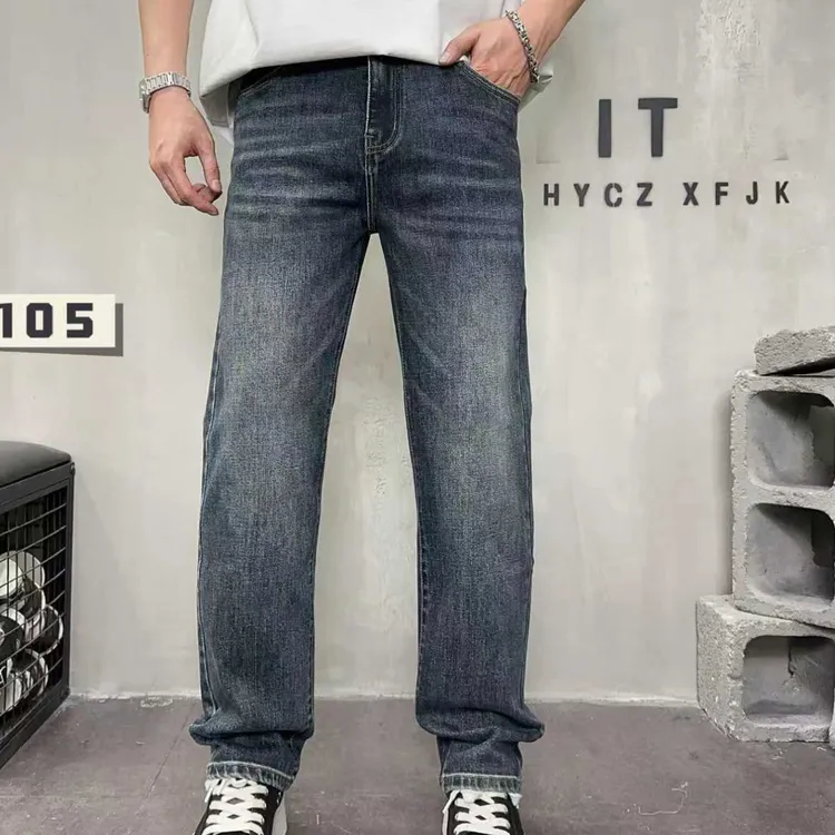 弹力男宽松直筒美式涂鸦牛仔裤裤子秋季新休闲裤宽松时尚百搭潮流