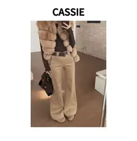 CASSIE韩系女神裤高腰直筒加绒牛仔裤女冬季垂感显瘦阔腿拖地裤
