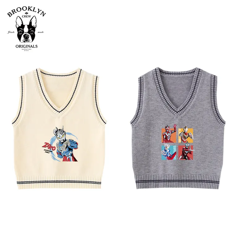 佐罗奥特曼春秋男童V领针织衫背心毛衣马甲打底上衣儿童童装休闲