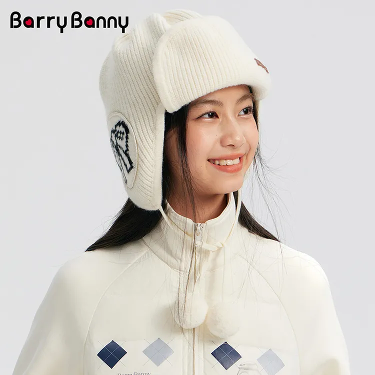 BarryBanny2025女童秋冬新款保暖护耳帽子防风中大童针织毛线帽