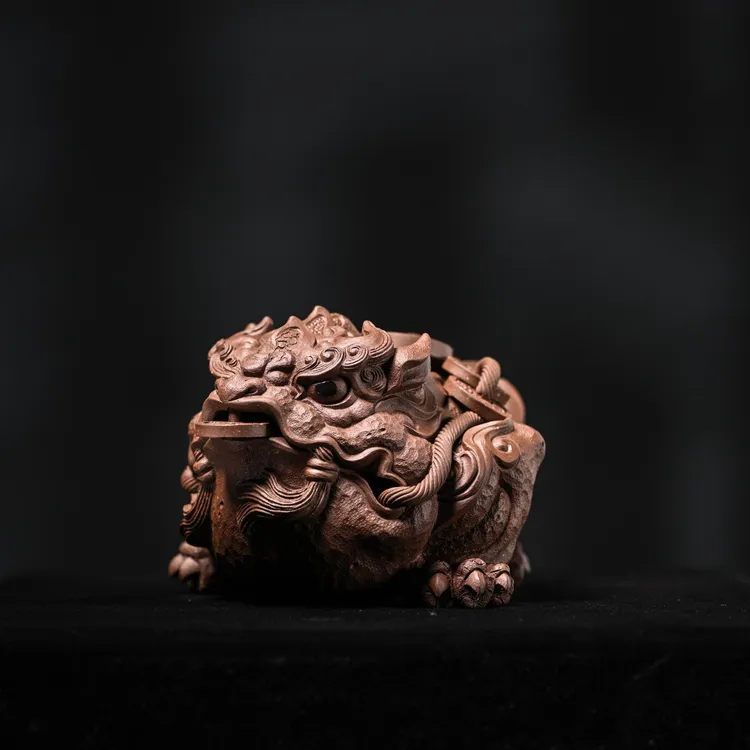 柏年溯艺【宁财蟾】吉柏年原创设计紫砂茶宠摆件金蟾题材茶盘可养