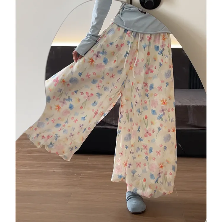 鑫鑫同学画报花苞裙裤女2025春夏新款百搭高腰温柔甜美休闲半身裙