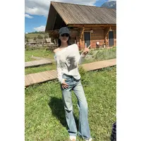 楚楚君 Laugh girl【翘臀裤】纯欲慵懒风女装微喇牛仔长裤 KL53185J