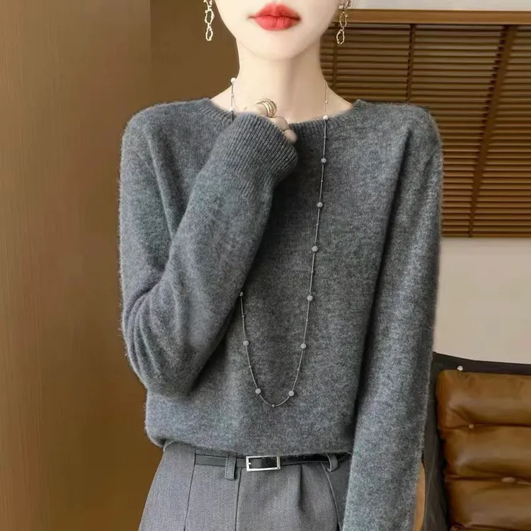 【一线成衣】圆领秋冬针织打底毛衣女NJR418
