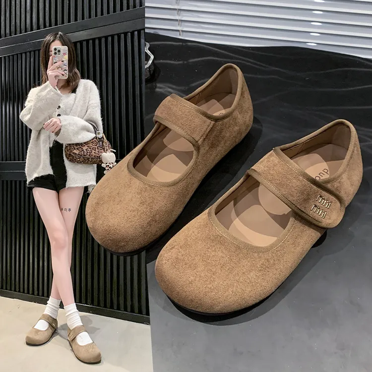 森系复古圆头单鞋女2025春季新款平底休闲丑萌勃肯鞋玛丽珍鞋潮流