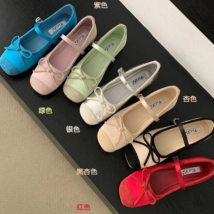 蝴蝶结玛丽珍鞋女鞋内增高早春新款芭蕾舞鞋百搭配裙子单鞋子