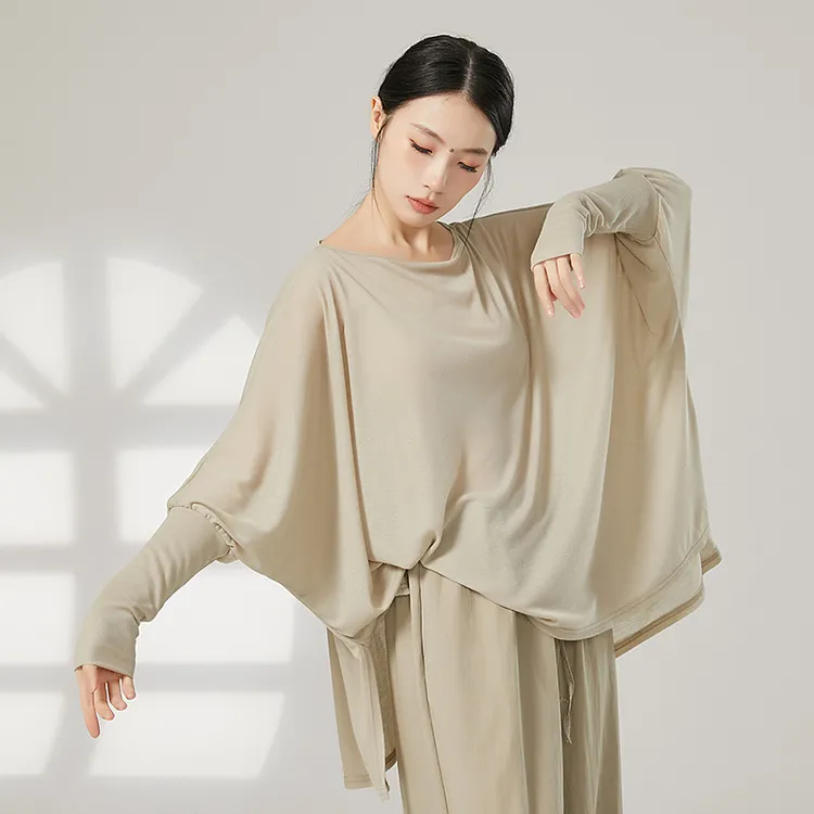 现代舞蹈服女宽松舞蹈生日常穿搭长袖上衣艺考生形体罩衫飘逸秋季