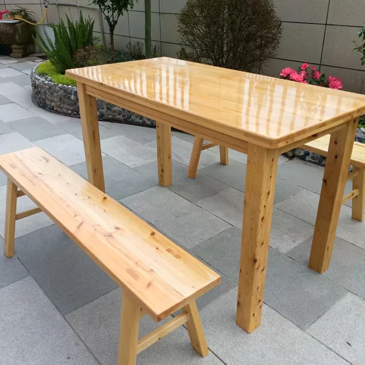 特价纯实木长条桌传统餐桌家用桌烧烤饭店快餐小吃面馆长条四人桌