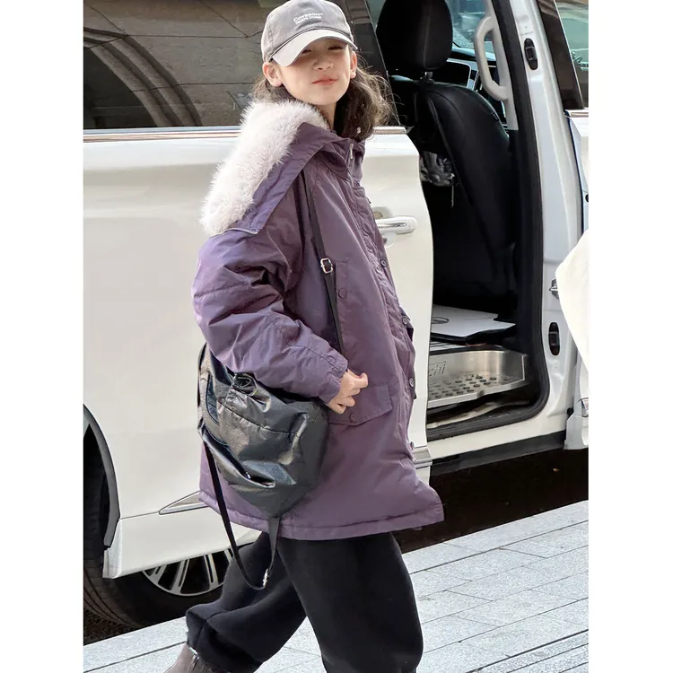 K30347孙小美韩系毛领女童棉服袄秋冬装儿童夹棉保暖棉衣外套潮