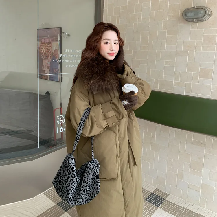 复古松弛感大毛领派克羽绒服2026冬季新款时尚韩版ins风长款外套