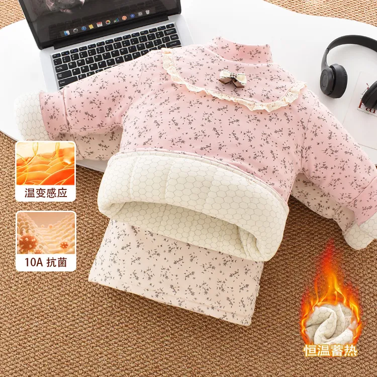 儿童三层温变恒温冬季夹棉一件保暖棉袄过冬上衣加厚女童打底棉服