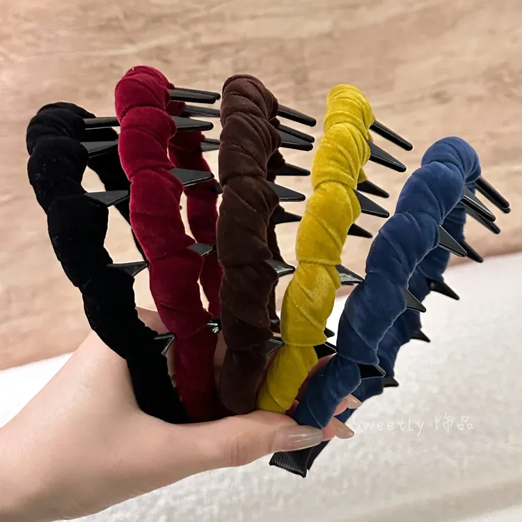 丝绒物语～秋冬新款百搭纯色齿梳高颅顶发箍高级感气质显白头箍女