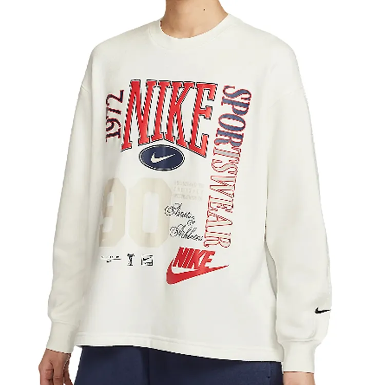 NIKE耐克女子AS W NSW STREET FLC CREW针织无帽卫衣HF9492-133