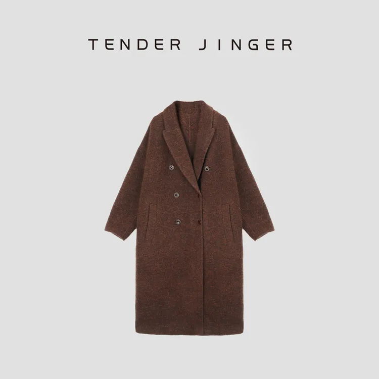 Tender Jinger|线下专供 双排扣羊驼羊毛混纺长款大衣T54AAS342A