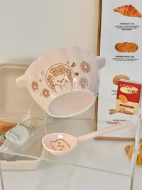 小奶熊双耳南瓜碗一碗一勺 釉下彩吃饭碗防烫加厚好看的碗一人食