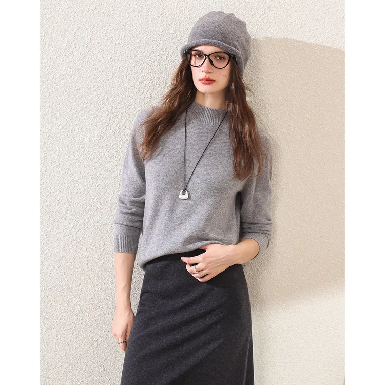 【含山羊绒】赛兔2025冬季新款时尚半高领羊毛衫女纯色百搭显瘦上衣
