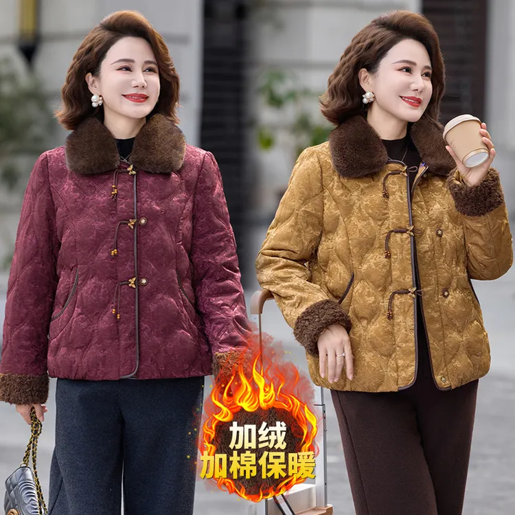 2025新款妈妈冬装棉衣加厚中老年女装冬季加厚保暖棉服时尚棉袄