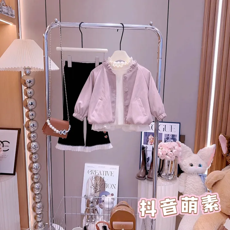 童装女童外套2025春秋款公主风洋气时髦皮衣夹克风衣小童宝宝秋装