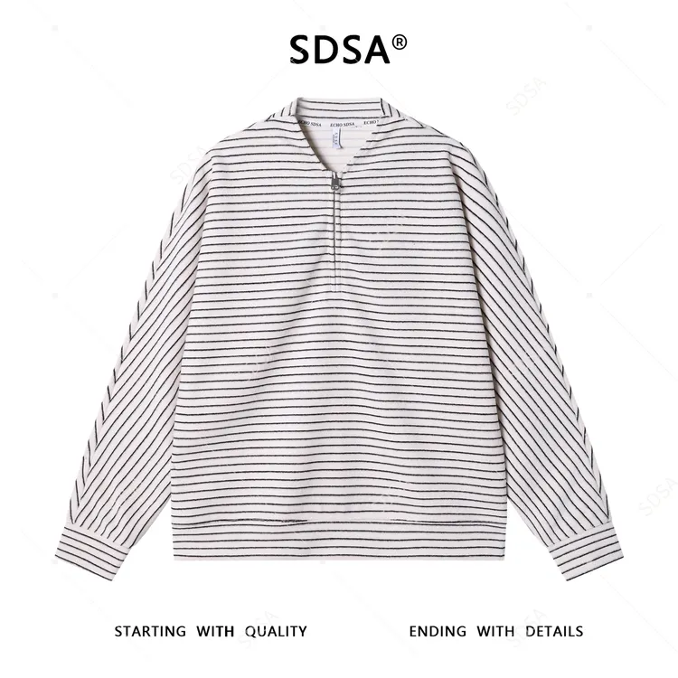 SDSA男士秋冬新款痞帅男装韩版撞色条拉链开衫卫衣百搭网红款外套