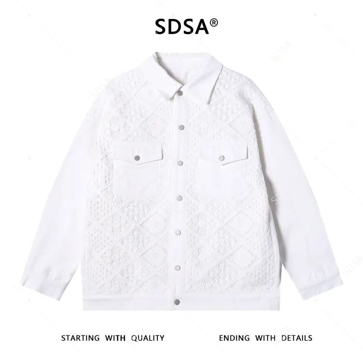SDSA男士秋冬新款痞帅男装韩版针织菱形格拼接纽扣翻领夹克外套