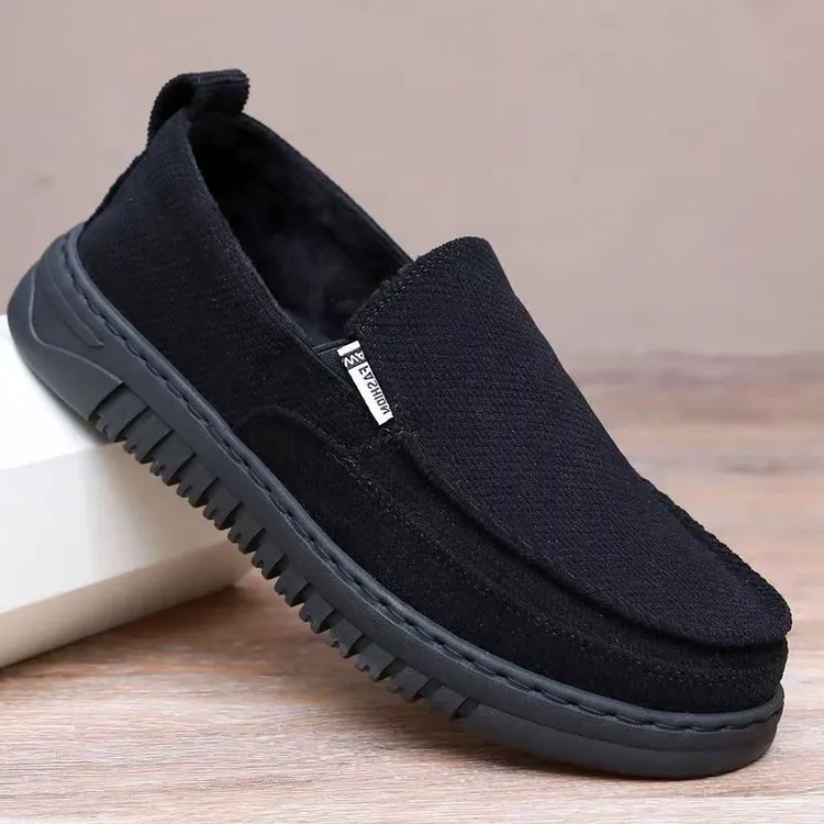 秋冬季二棉老北京布鞋男鞋子加绒保暖爸爸鞋软底防滑男士休闲鞋