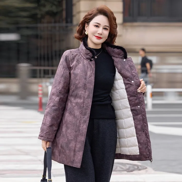 2025冬季新款妈妈装中长款棉服女士加厚保暖外套阔太太洋气棉袄