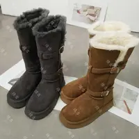 冬-续吉麻衣25-2872加绒加厚舒适平跟纯色中高筒靴子