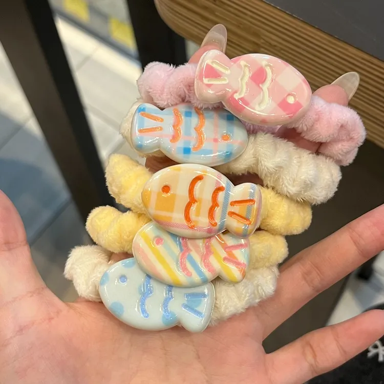 少女奶油色可爱小鱼发圈甜妹马卡龙ins风小肠圈百搭森系发绳皮筋