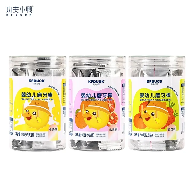 功夫小鸭婴幼儿磨牙棒6-12个月宝宝出牙饼干独立锻炼抓握营养零食