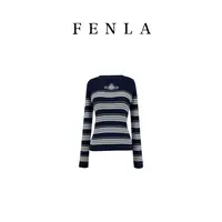 【惠姐私服】土星刺绣毛衣长袖条纹针织衫上衣 85197