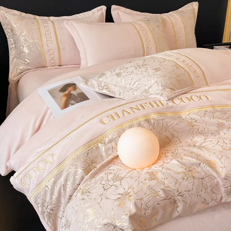 水星家纺高端冬季牛奶绒四件套加厚双面绒被套保暖毛绒珊瑚绒套件