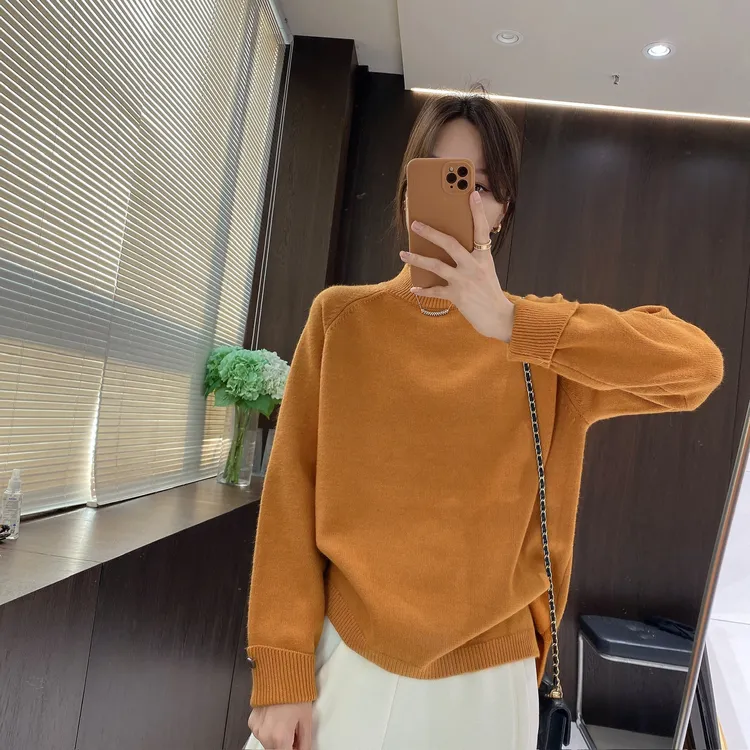 IMFLY金小金自制女装 针织衫DYW10085秋冬不规则小高领套头毛衣