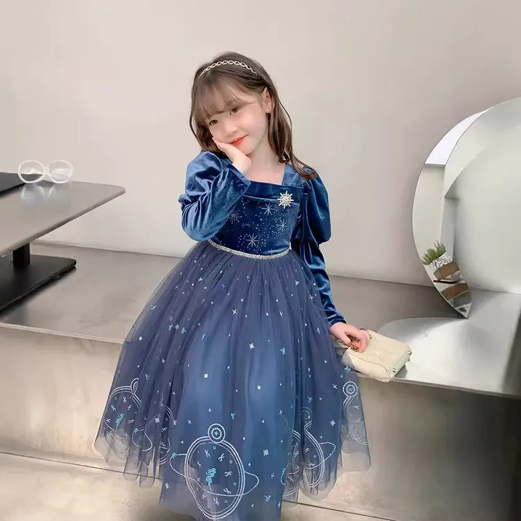 2025新款爱莎春秋季童装裙子可爱女孩子公主裙礼服女童连衣裙