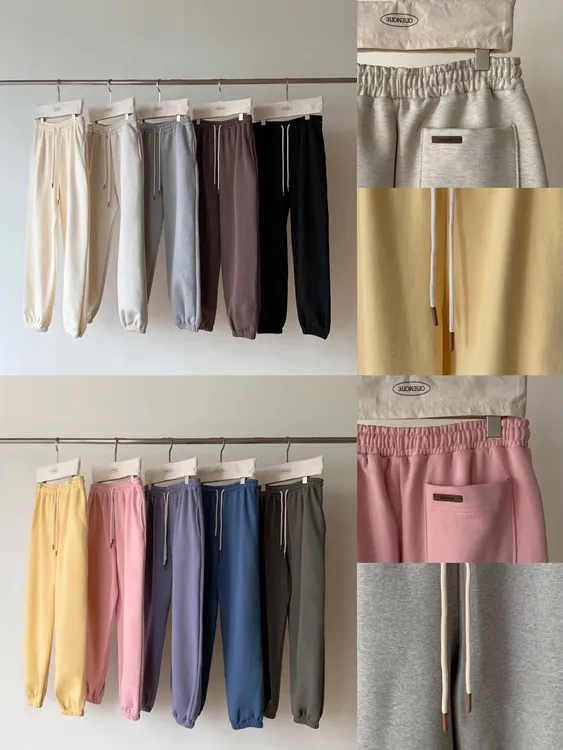 东大门彩色 松紧腰 束脚 加绒卫裤