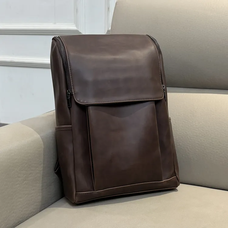 潮牌男士双肩包复古商务通勤电脑包潮流简约双肩包大容量防水耐磨