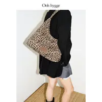 Oohhygge豹纹三角包通勤豹纹大hobo包休闲手提单肩包