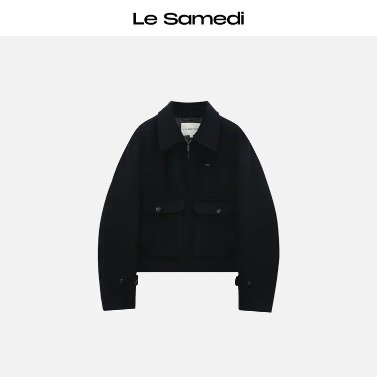 Le Samedi马油叶儿【巴黎锋序】羊绒羊毛男女款多层贴袋翻领短夹克
