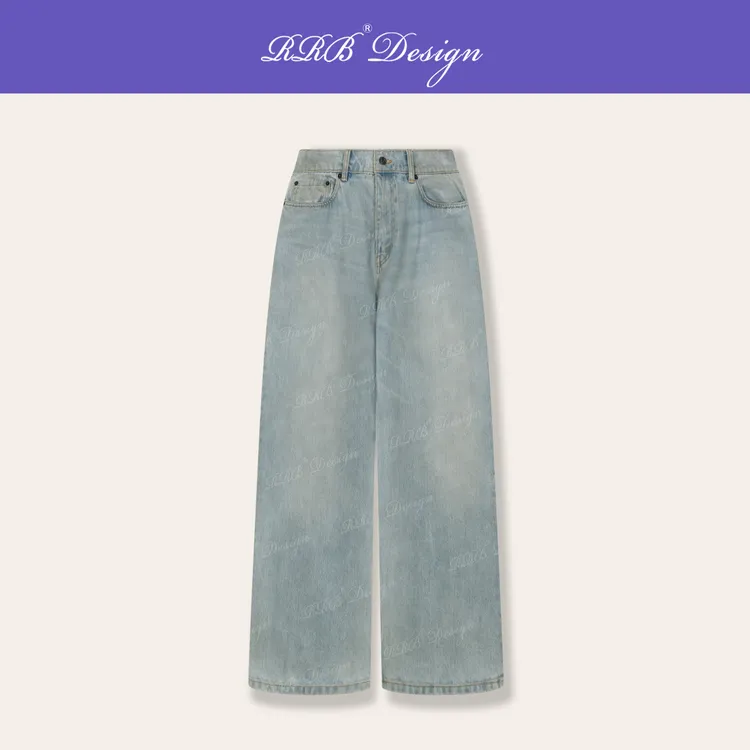 RRB Design「复古海报」新疆长绒棉酵洗磨白重工洗水显瘦直筒牛仔裤