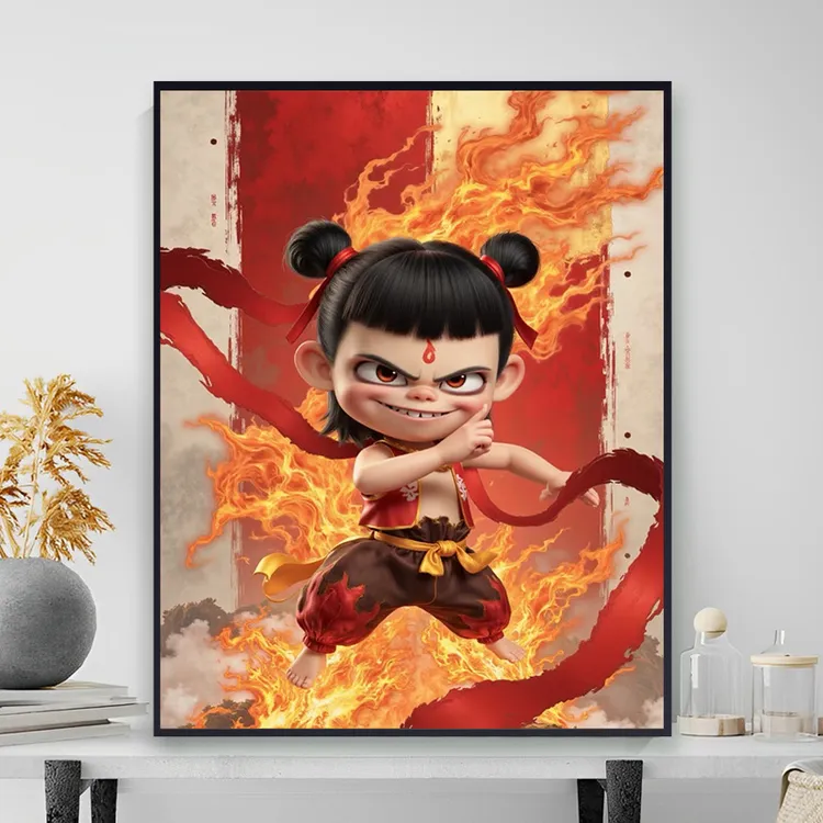 哪吒2魔童闹海数字油画2025新款手工diy填色治愈解压手绘装饰画