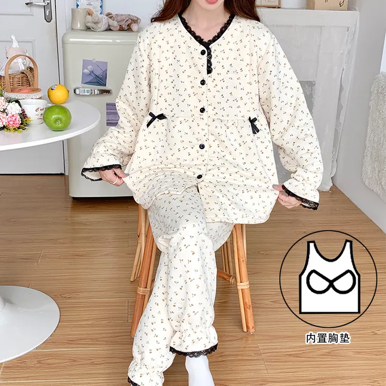 空气棉月子服秋冬季产后12月份新款孕妇睡衣女春秋哺乳产妇家居服