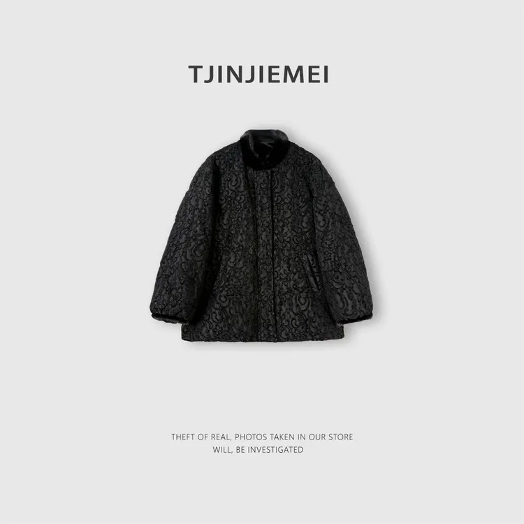 T井姐妹【黑松露】设计感浮雕蕾丝提花重工鹅绒服YRF2512-TJ630